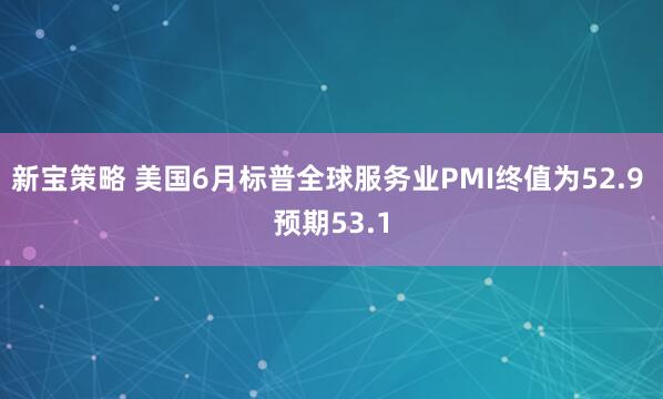 新宝策略 美国6月标普全球服务业PMI终值为52.9 预期53.1